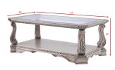 ACME Northville Coffee Table in Antique Silver & Clear Glass 86930