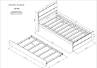 Modern Twin Bed Frame With Trundle For White High Gloss Headboard and Footboard With Light Oak Color