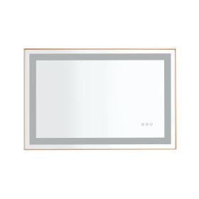 36*24 LED Lighted Bathroom Wall Mounted Mirror with High Lumen+Anti-Fog Separately Control