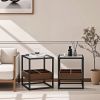 17.72" Modern Coffee Table Side Table With Storage Shelf and Metal Table Legs for Bedroom,Living Room (set of 2)