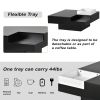 ON-TREND Modern Minimalist Design 31.5*31.5in Square Coffee Table with Detachable Tray and Plug-in 16-color LED Strip Lights Remote Control for Living