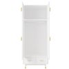 Density board pasted with triamine, white, golden copper feet, 4 doors, 2 drawers, with clothes rail, wooden wardrobe
