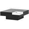 ON-TREND Modern Minimalist Design 31.5*31.5in Square Coffee Table with Detachable Tray and Plug-in 16-color LED Strip Lights Remote Control for Living