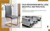 A table with four chairs. Glass dining table with 0.39 "tempered glass tabletop and wooden metal legs. PU leather high backrest cushioned side chair w