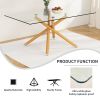 A table with four chairs. Glass dining table with 0.39 "tempered glass tabletop and wooden metal legs. PU leather high backrest cushioned side chair w