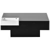 ON-TREND Modern Minimalist Design 31.5*31.5in Square Coffee Table with Detachable Tray and Plug-in 16-color LED Strip Lights Remote Control for Living
