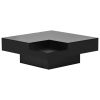 ON-TREND Modern Minimalist Design 31.5*31.5in Square Coffee Table with Detachable Tray and Plug-in 16-color LED Strip Lights Remote Control for Living