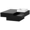 ON-TREND Modern Minimalist Design 31.5*31.5in Square Coffee Table with Detachable Tray and Plug-in 16-color LED Strip Lights Remote Control for Living