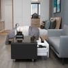 Modern Smart Coffee Table with Built-in Fridge, Wireless Charging, Power Socket, USB Interface, Outlet Protection, Mechanical Temperature Control and