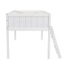 Twin Size Wood Low Loft Bed with Ladder, ladder can be placed on the left or right, White