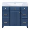 36" Bathroom Vanity Cabinet with Sink Top Combo Set, Navy Blue, Single Sink, Shaker Cabinet with Soft Closing Door and Drawer