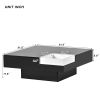 ON-TREND Modern Minimalist Design 31.5*31.5in Square Coffee Table with Detachable Tray and Plug-in 16-color LED Strip Lights Remote Control for Living