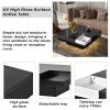ON-TREND Modern Minimalist Design 31.5*31.5in Square Coffee Table with Detachable Tray and Plug-in 16-color LED Strip Lights Remote Control for Living