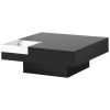 ON-TREND Modern Minimalist Design 31.5*31.5in Square Coffee Table with Detachable Tray and Plug-in 16-color LED Strip Lights Remote Control for Living