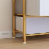 5 layers with 4 drawers bookshelf particle board iron frame non-woven fabric 60*30*147cm gold frame white plate