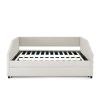 Full Size Daybed with Trundle Upholstered Tufted Sofa Bed, Linen Fabric, Beige (82.5"x58"x34")