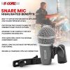 5 Core Snare Drum Microphone Uni Directional Pickup Pattern Wired Instrumental Dynamic Microfono w Swivel Mount Steel Mesh Grille - SNARE MIC